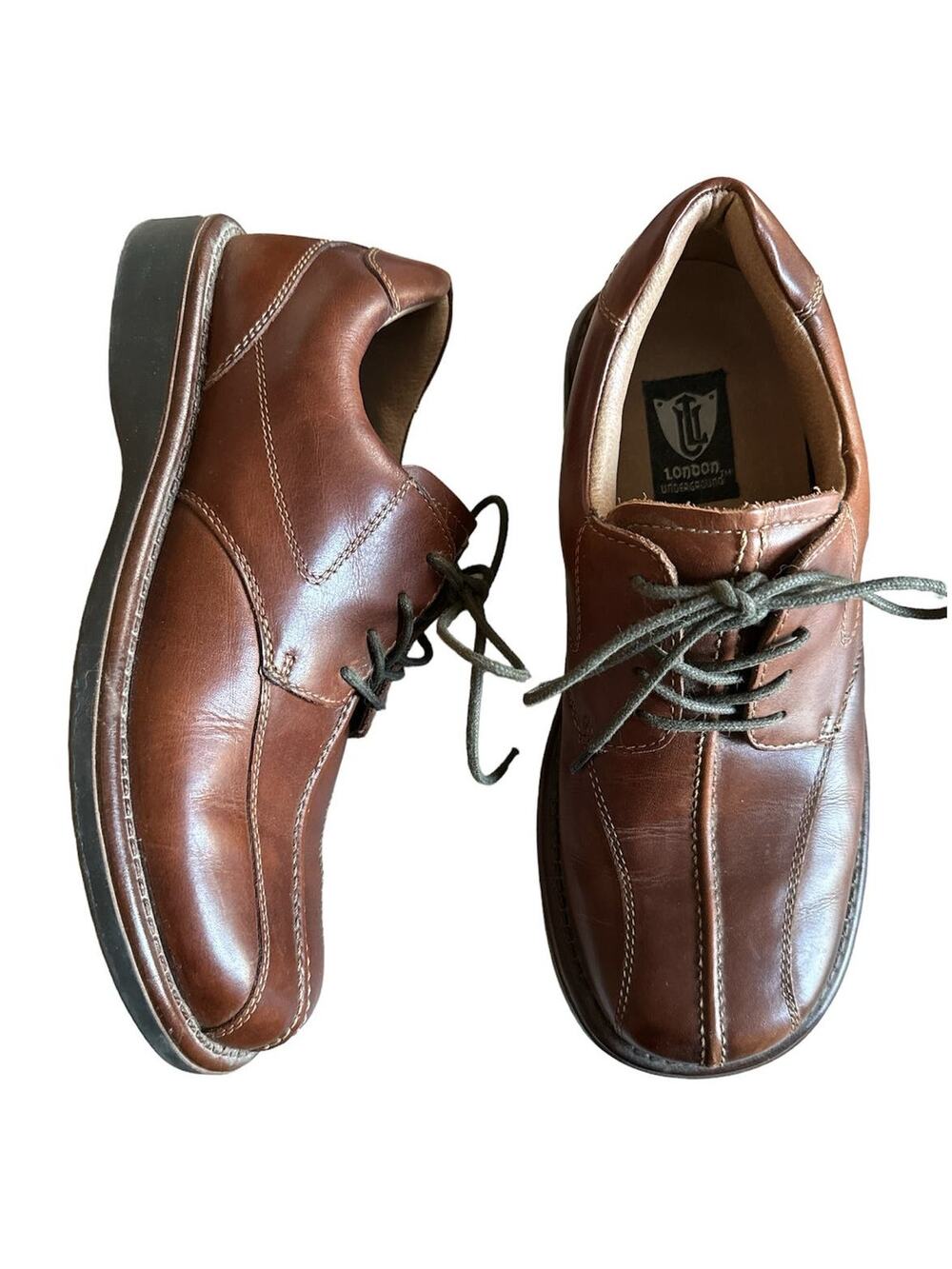 Vintage London Underground Report Brown Leather Oxford Dress Shoes size 9